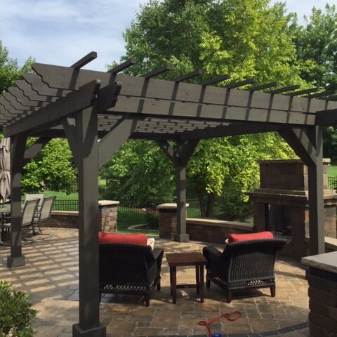 Patio WithFire Place And Pergola - BLC Yardworks Yorkville, IL