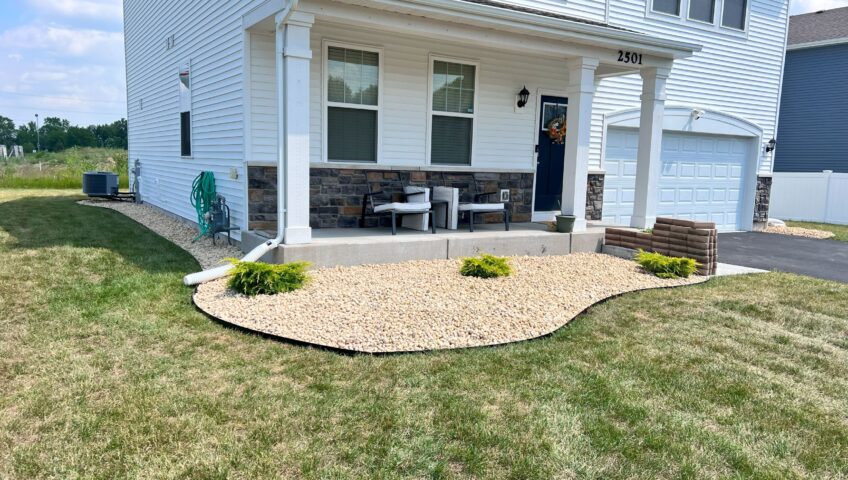 Landscaping Front Gravel Rocks Planting - BLC Yardworks Yorkville, IL