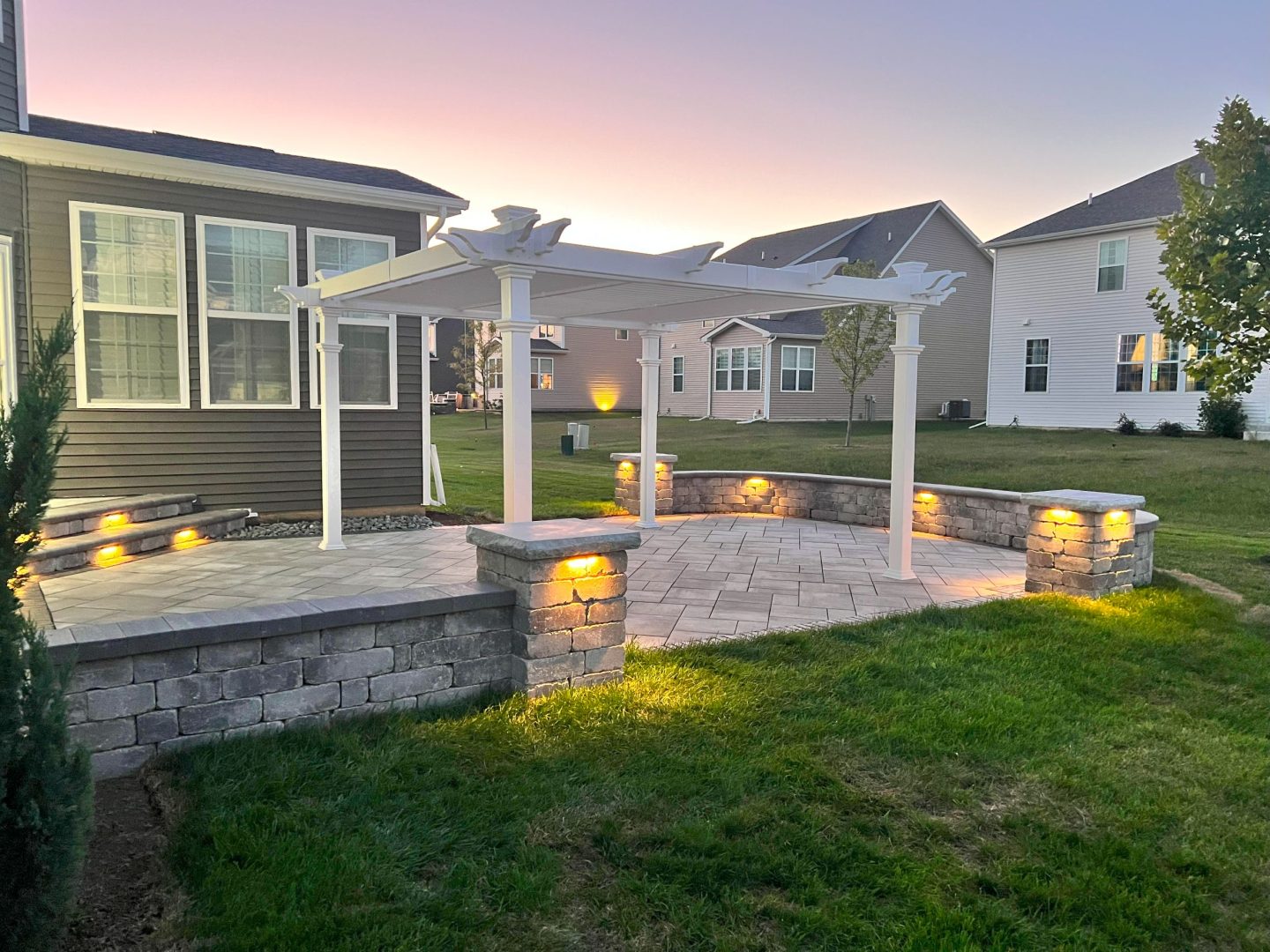 Custom pergola with lighting