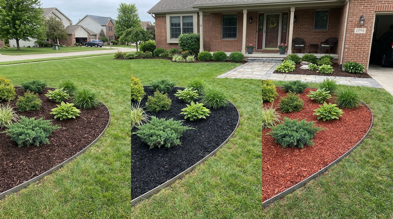 BLC Yardworks mulch color options - brown, black, and red
