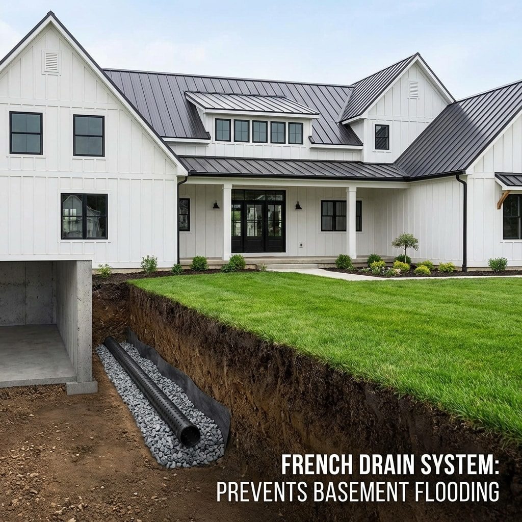 BLC Yardworks french drain installation for foundation protection